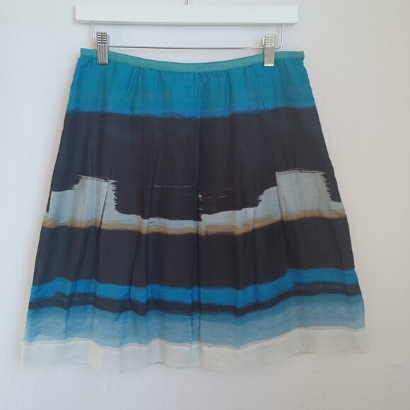 Nic + Zoe Skirt Blue Cotton Silk Blend Abstract Ombre Art to Wear Womens 8 Pet - Picture 2 of 10